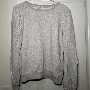Grey crewneck sweatshirt - ruffle trim on sleeves